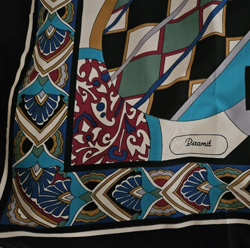 PIRAMIT scarf shawl Large floral multi EUC Italy funky boho artist 35